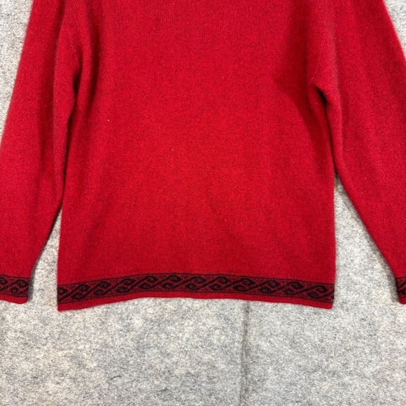 Lothlorian Red Wool Possum Blend Zip-Up Cardigan Sweater with Black Trim Women S - Picture 14 of 16